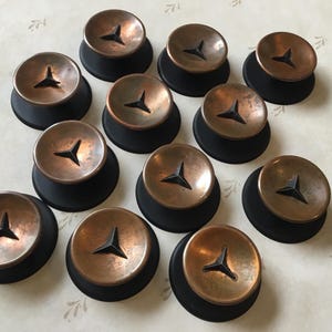 Mercedes Stars MCM Credenza Pulls MCM Starburst Pulls with matching backplates set 12 single mount copper plated Atomic Starburst Pulls