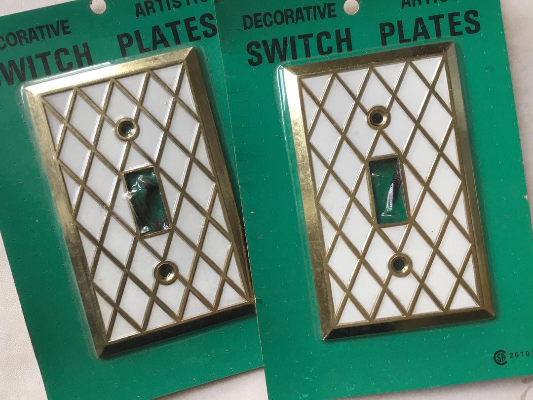 Vintage Diamond Switch Plate Pair of NOS Vintage Lattice Single Light ...