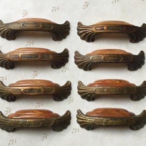 Waterfall Drawer Handles set of 8 Art Deco drawer pulls Art Deco Vintage Waterfall Cabinet Handles 4 1/4” centre mounts with celluloid