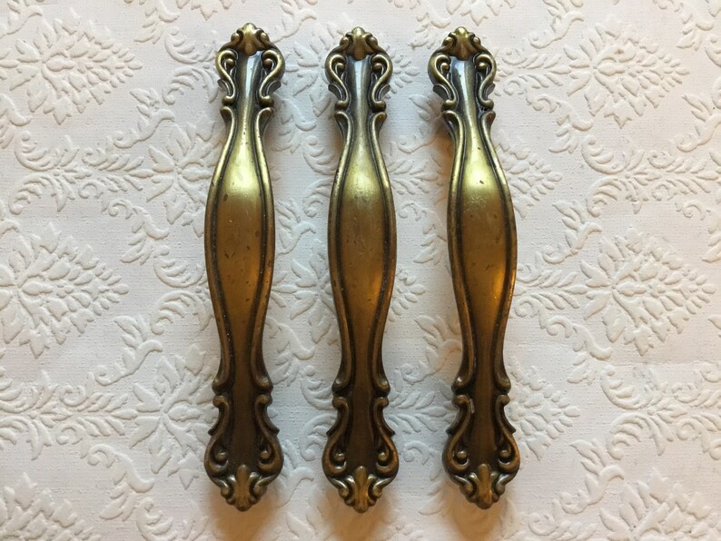 Set of 3 Vintage 1960 Amerock Ornately Scrolled Cabinet Handles
