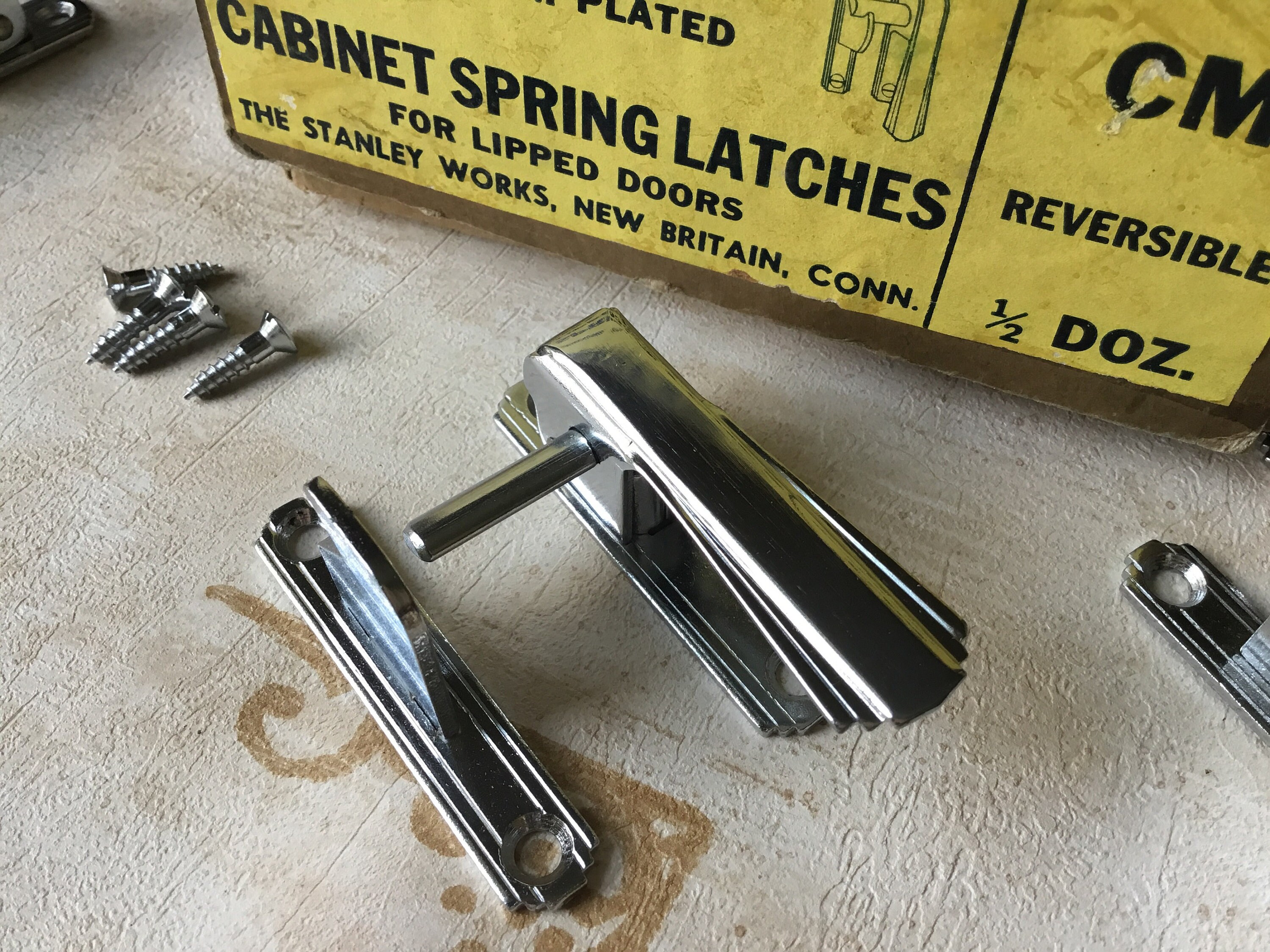 Vintage Hoosier Spring Latch for Lipped Doors New Old Stock