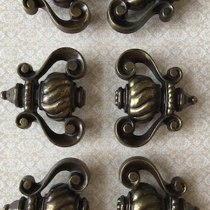 MCM Drawer Pulls set of 6 Spanish Colonial Cupboard Handles Ornately Scrolled Rustic Drawer Handles