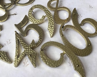 MCM House Number Mid Century Door Number Authentic Orignal NOS Mid Century Apartment Door Numbers Hammered House Numbers (price per unit)