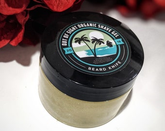 BeardKnife "Out of Sight Organic Shave Gel" Bay Rum & Sea Salt Scent Aloe Argon Macadamia oil skin careMen's Self Care