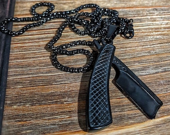 black Straight Razor Necklace Barber Wet Shaver ChainSelf Care