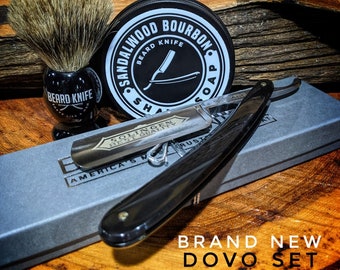 6/8"  New Dovo Classic straight razor black Men's Starter set