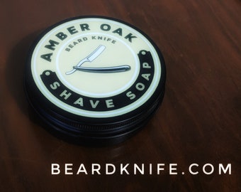 Amber Oak Shave Soap Beard Knife  husband boyfriend father for himMen's Self Care