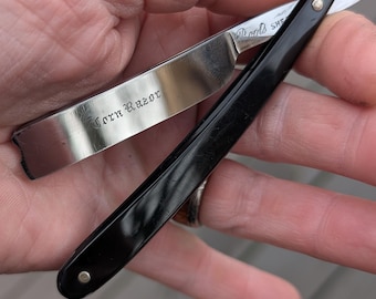 Rare Mini Corn Straight Razor with  case Sheffield Razor