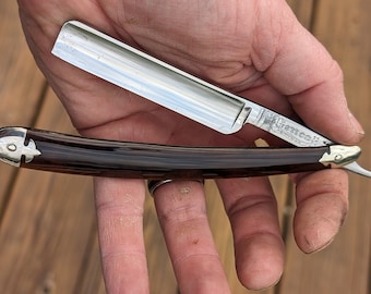 5/8 Genco Henry's XX Brown straight razor with nickel scales shave ready