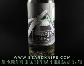 Natural Aftershave men's Peppermint Witch hazel Beard Knife Glass BottleMen's Self Care