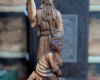 Abraham Isaac Sacrifice Wood statue hand carved in the Holy Land Rare