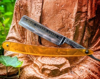Vintage F. Koeller Straight Razor: Sta-Sharp Solingen Steel, Orange Scales