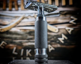 Viper Stubby black Machined DE Double Edge Safety Razor with case