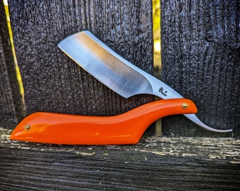 Drew Dick & Sons MASSIVE 10/8 Chopper Straight razor French Point Orange Scales