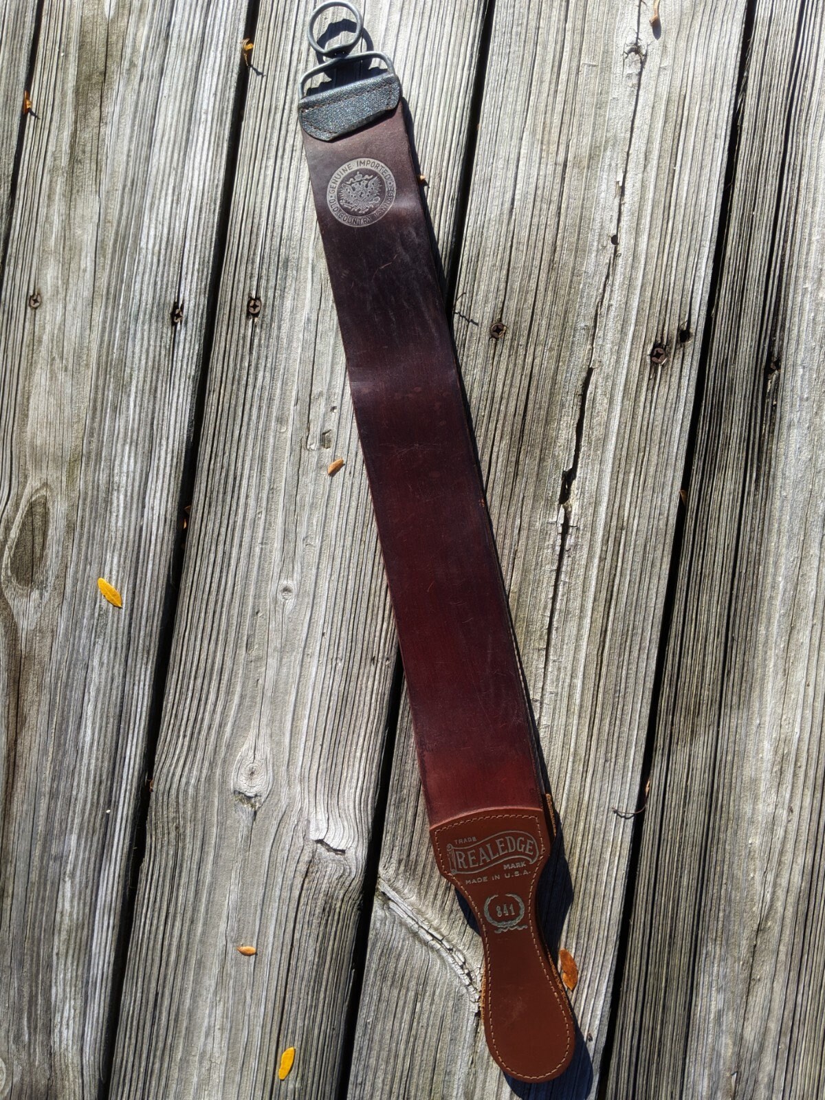 Amazing Vintage Leather Strop 2 sided Real Edge leather and linen