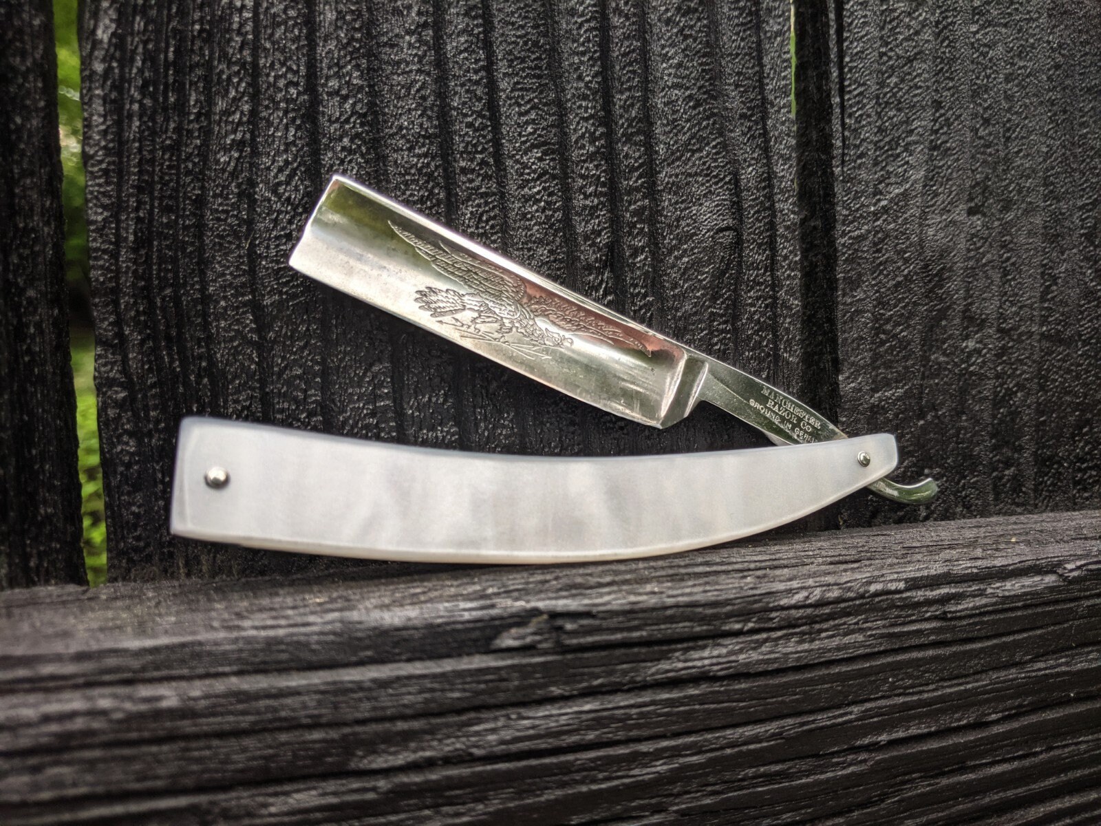 Vintage Manchester eagle Straight razor custom scales shave ready