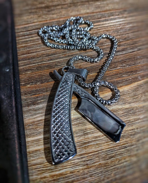 Silver Chrome Straight Razor Necklace Barber Wet Shaver Chainmen\'s Self  Care - Etsy