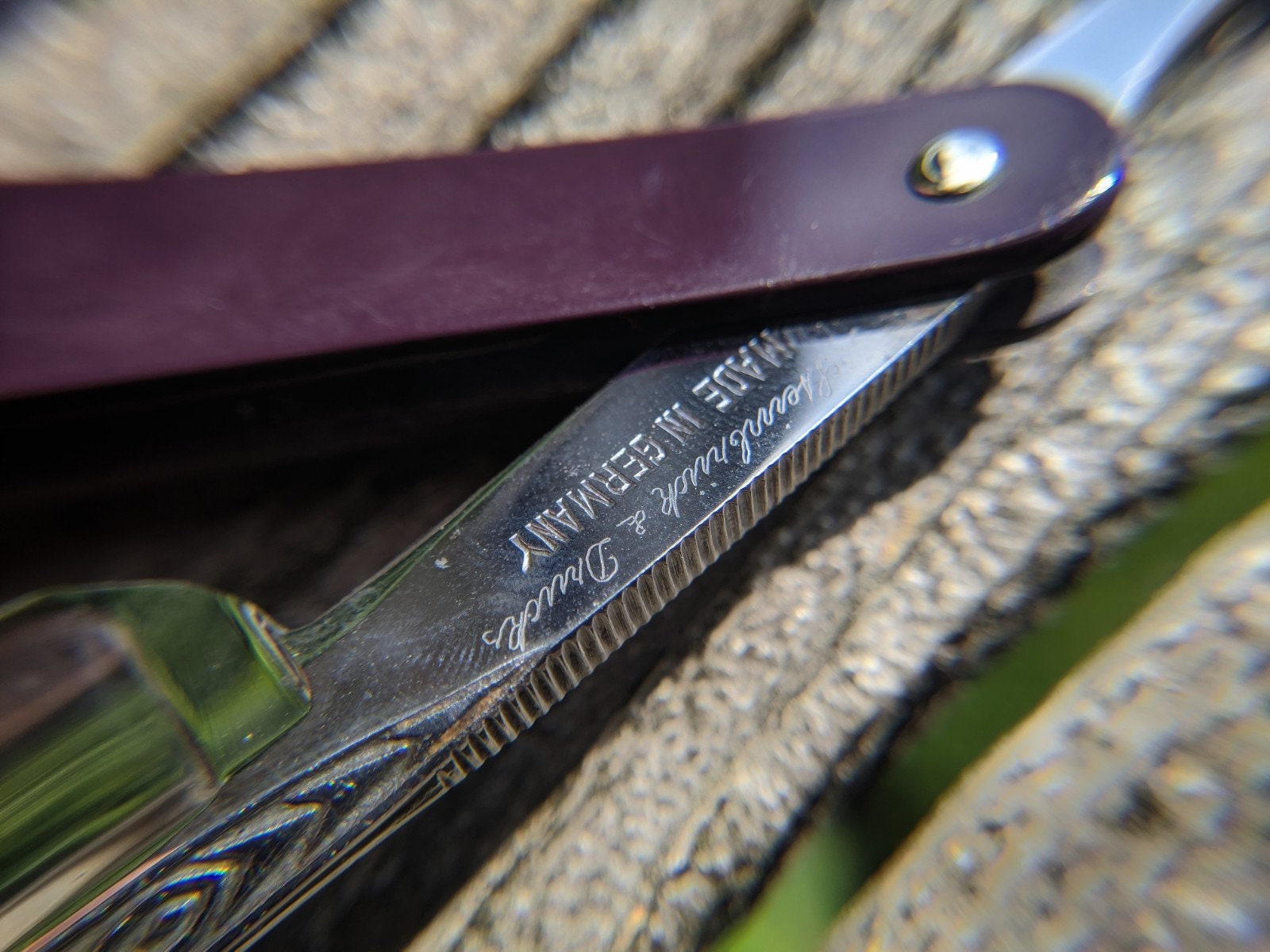 mozart Worked Spine Straight Razor fancy Plum purple scales Shave ready ...