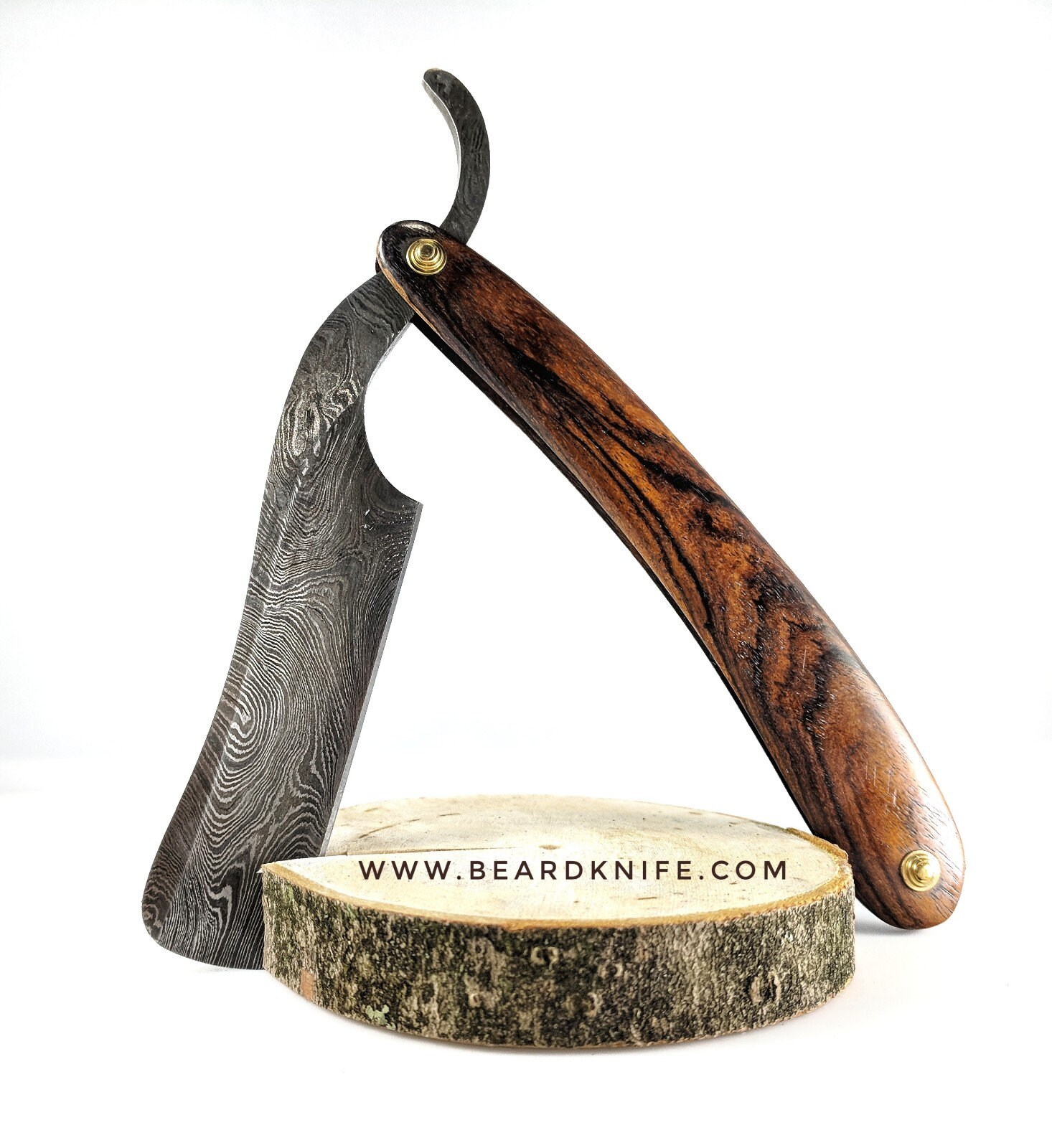 Rosewood Damascus Steel Straight Razor wood Handle artistic collectors