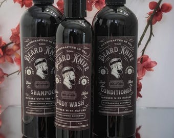 3 pack Men's Shampoo, Conditioner, Beard/Body Wash 7 ScentsSelf Care