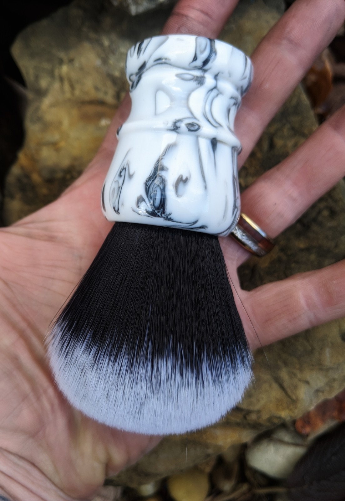 30mm Big Shave Brush handmade Resin Tuxedo