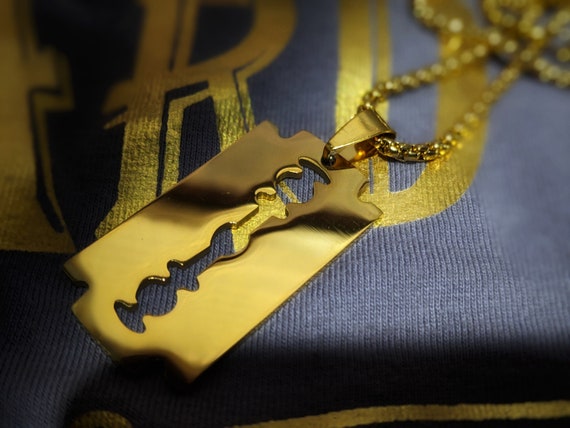 gold Chrome double edge barber DE Necklace Barber Wet Shaver Chain Men's  Self Care
