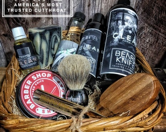 Mens gift basket Shave Homemade Straight razor Only one! wet shave soap brush beard oil shampoo body wash aftershave