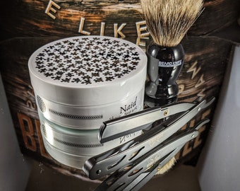 Mens Bathroom Starter Pack. Razor,  Shave Soap,  badger Brush, Murphy & McNeil Barbershop Naid (Autism)