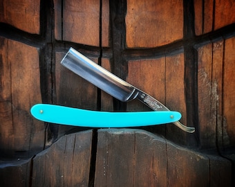 Custom Griffin seafoam green straight razor shave ready