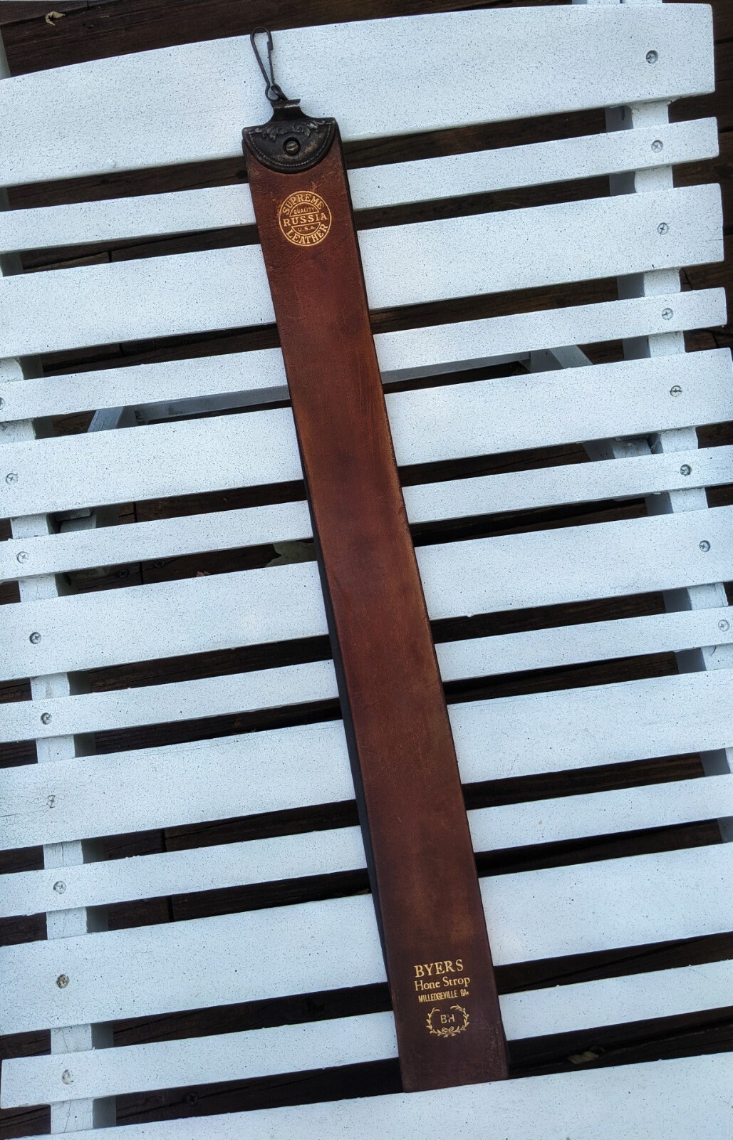 Barber's Byers Leather Straight Razor Strop. Dual Strap (24×3) Supreme