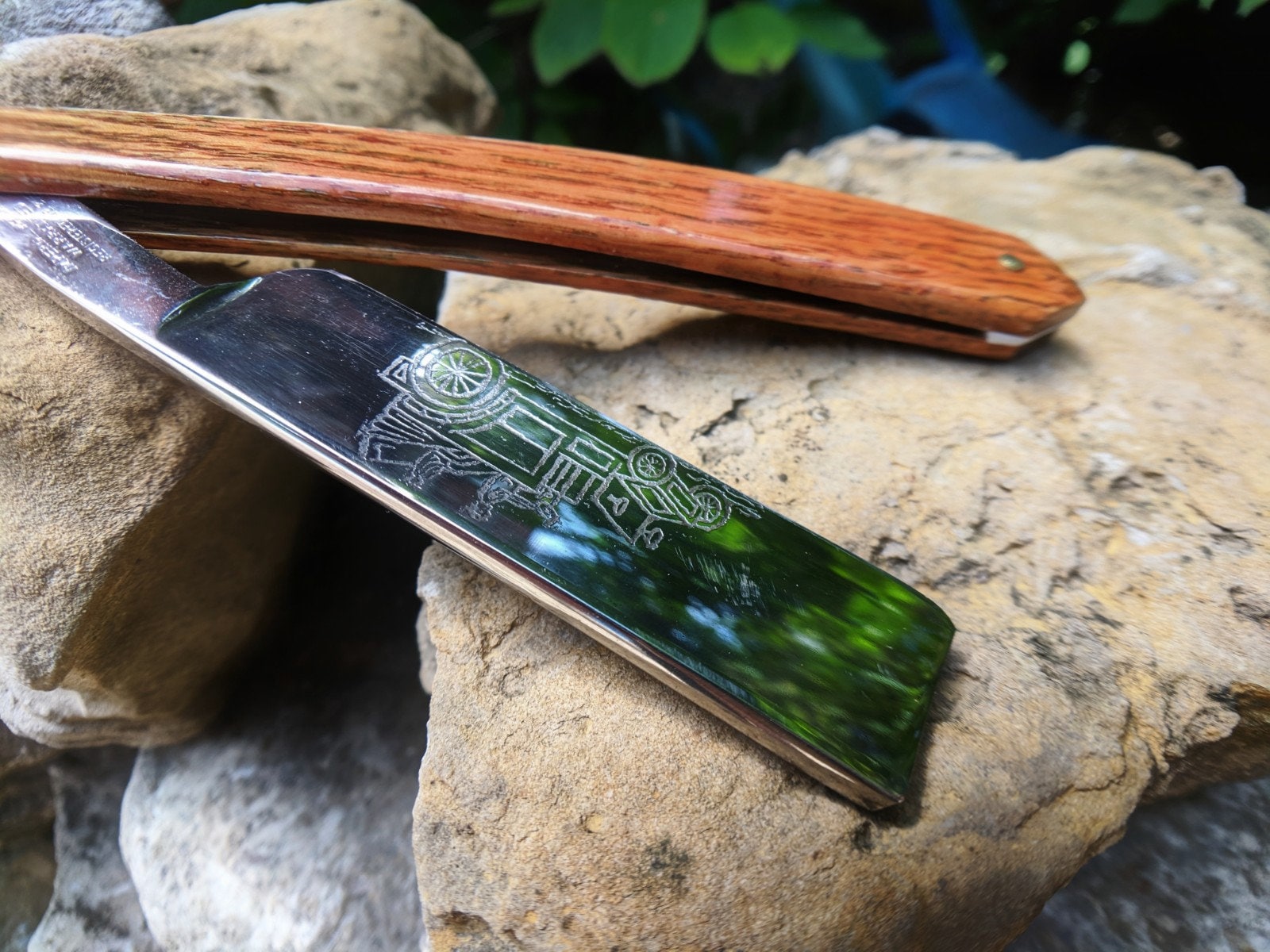 Vintage Imperial Straight Razor German Custom Wood Scales Shave ready 6/8