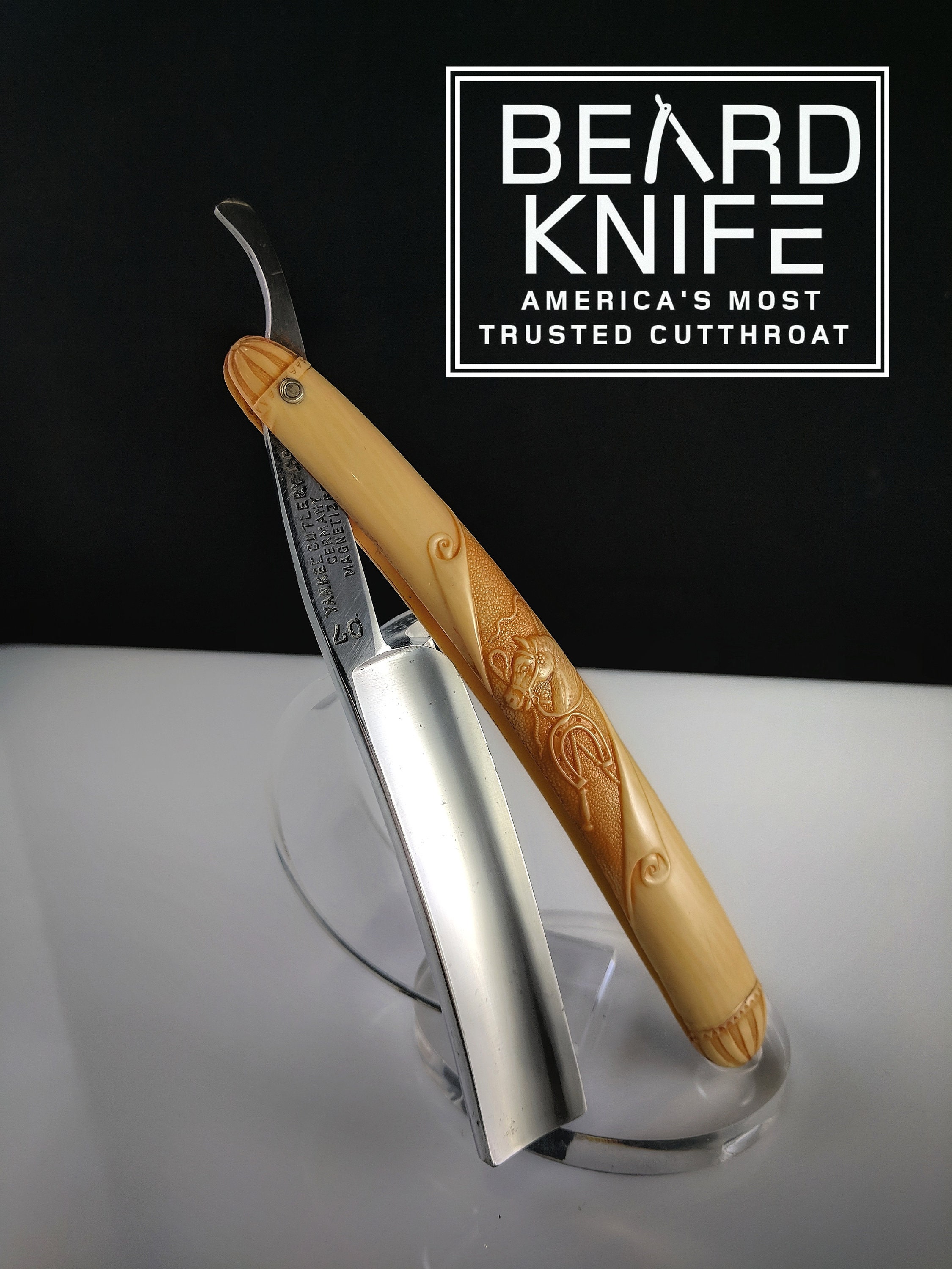 Rare 11/16 Yankee Cutlery Vintage German Straight Razor Ornate carved