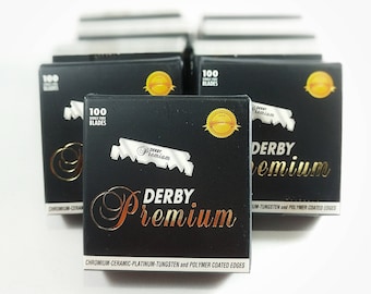 Box of 100 Derby Premium razor blades for Shavettes Barber razorsSelf care