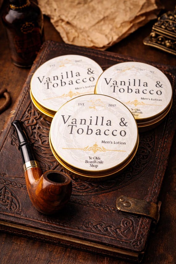 Vanilla Tobacco Men's Lotion: Bay Leaf Oil, Winter Skin Care (4oz)