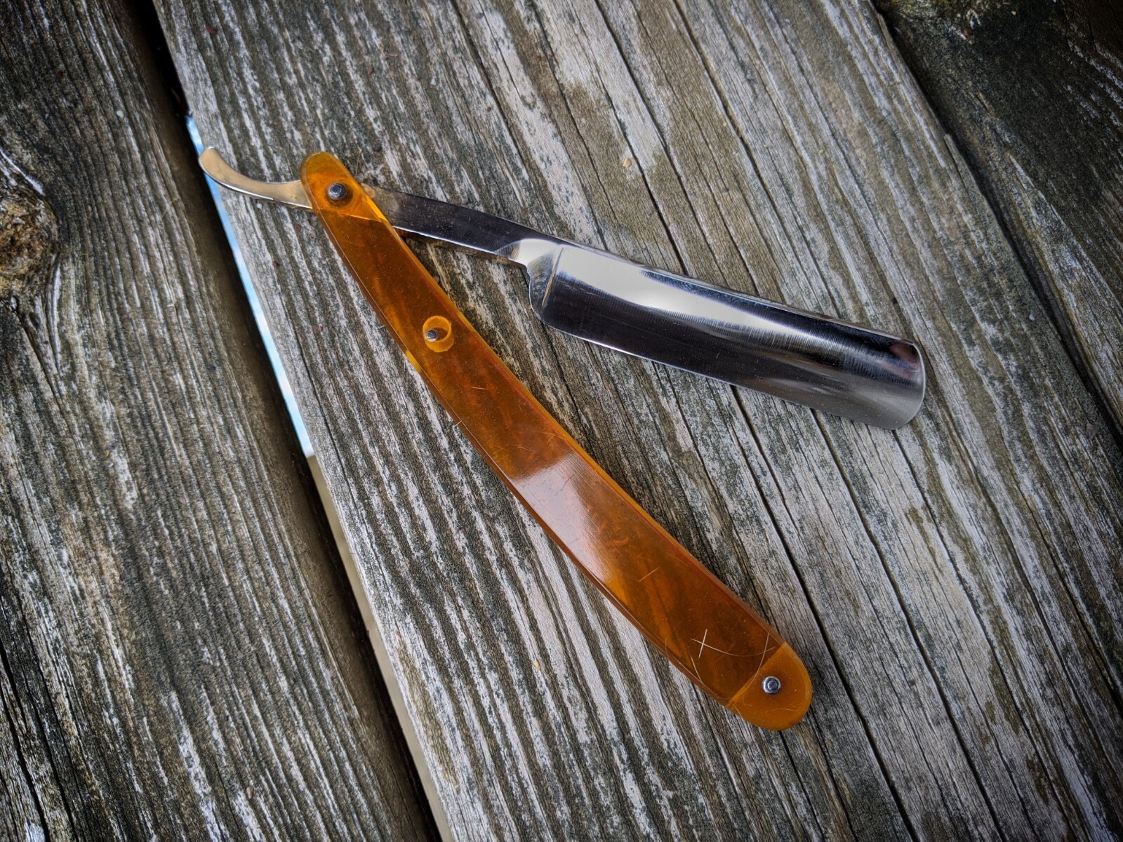 Solingen silver steel straight razor mid 1900s 11/16 Hollow ground