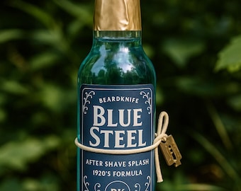 Blue Steel 1920's Blend  Aftershave men's  Beard Knife Glass Bottle Men's Self Care after shave