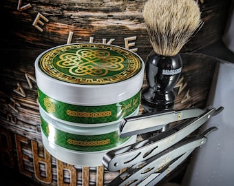 Mens Bathroom Starter Pack. Razor,  Shave Soap,  badger Brush, Murphy & McNeil Barbershop Gael Luc Gift set