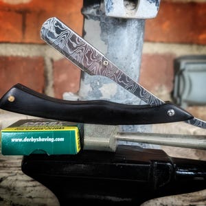 Wood Custom Barber Razor Shavette Beard Knife damascus Steel 100 blades free