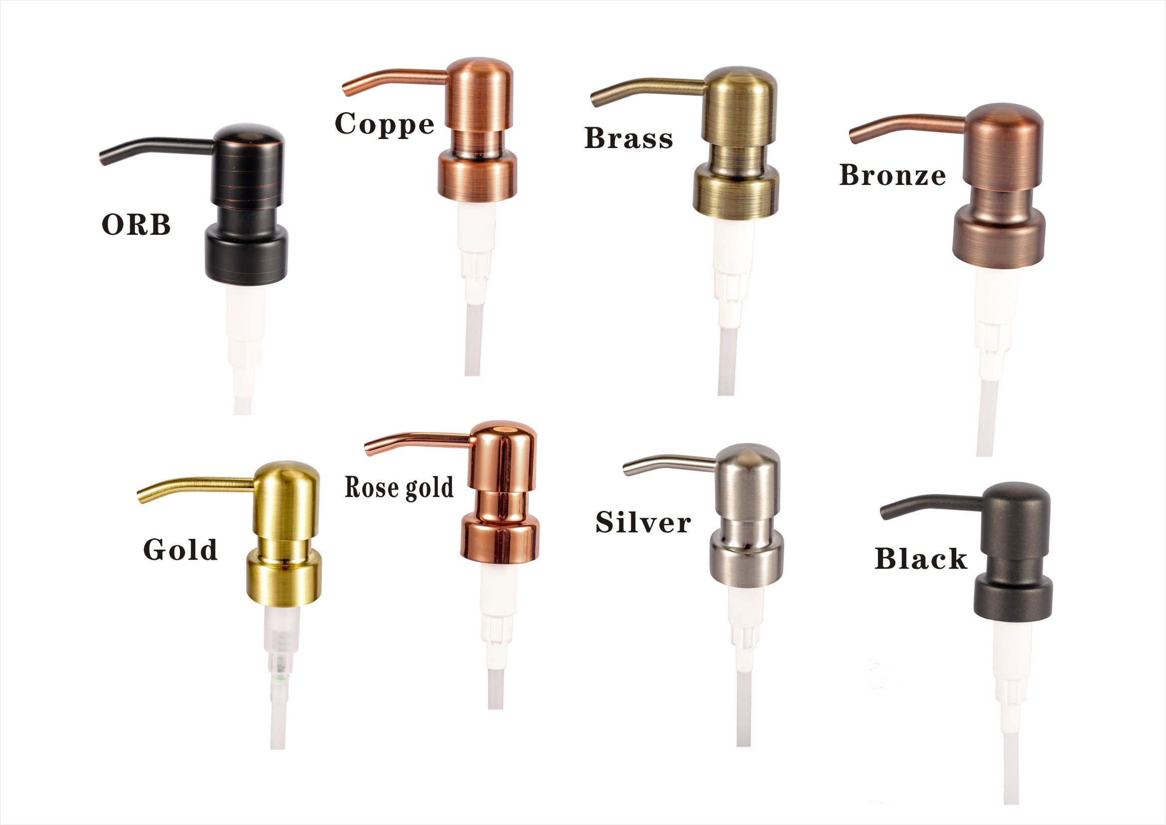 100 Packs  28/400 Soap Dispenser Rustproof 304 Stainless Steel Black White Brass Copper Bronze Rosegold Soap Pump Free Shipping DIY NO Jars