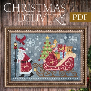 Christmas Delivery Cross Stitch Pattern, Christmas Santa Cross Stitch, PDF Pattern, Cottage Garden Samplings