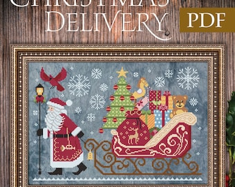 Christmas Delivery Cross Stitch Pattern, Christmas Santa Cross Stitch, PDF Pattern, Cottage Garden Samplings