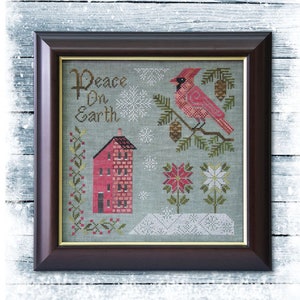 Peace On Earth Cross Stitch Pattern, Christmas Cross Stitch, PDF Pattern, Cottage Garden Samplings