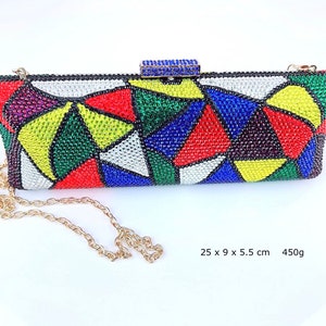 Blingustyle geometric pattern triangle  Design Sparkling Crystal Diamante Evening Party Clutch Bag