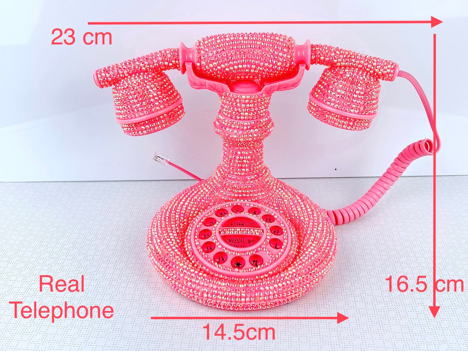 Blingustyle new style ab-pink design retro crystal real telephone for home/office and gift