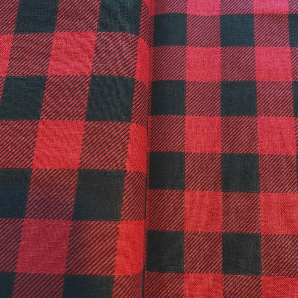 Buffalo check Christmas cotton - Christmas cotton - Buffalo plaid fabric - fat quarters - Red and black check fabric