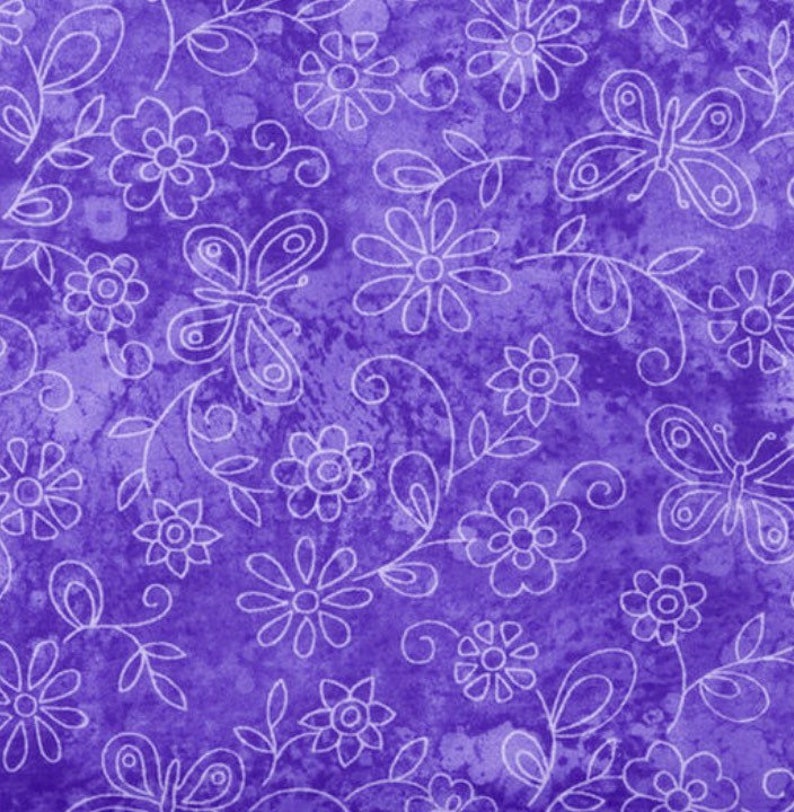 Butterfly Fabric Butterfly Cotton Fabric Purple Butterfly - Etsy