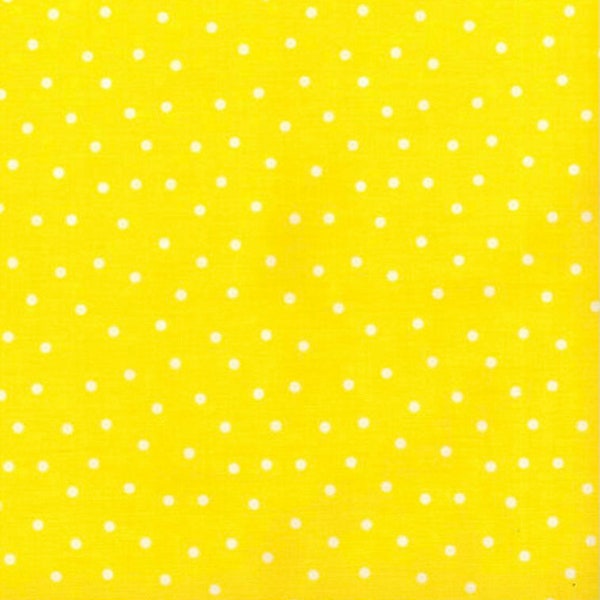 Yellow polka dot cotton fabric - fabric by the yard - yellow and white dot cotton fabric - quilting fabric - tossed dots cotton fabric - dot