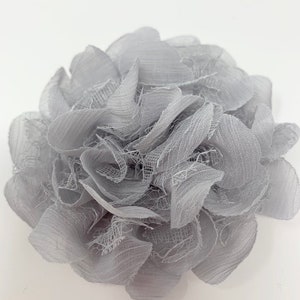 Gray flowers for headbands - DIY lace flowers - flowers for baby headbands - gray chiffon and lace flowers - 4 inch flower embellishment