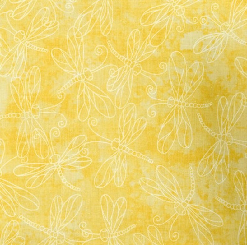 Dragonfly Cotton Fabric Yellow Dragonfly Fabric Yellow Etsy