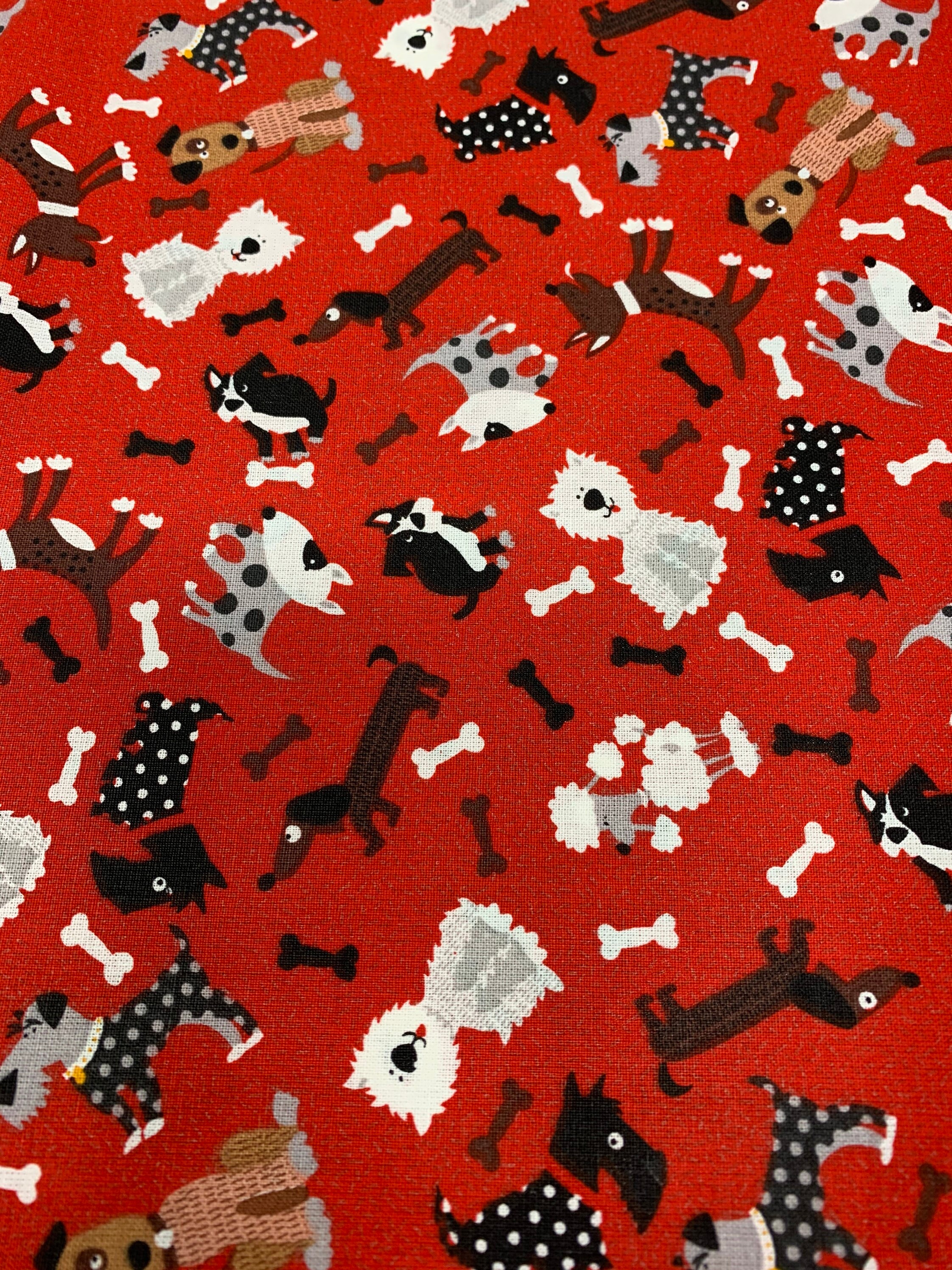 Red Dog Cotton Fabric Fabric by the Yard Puppy Dog Fabric Etsy